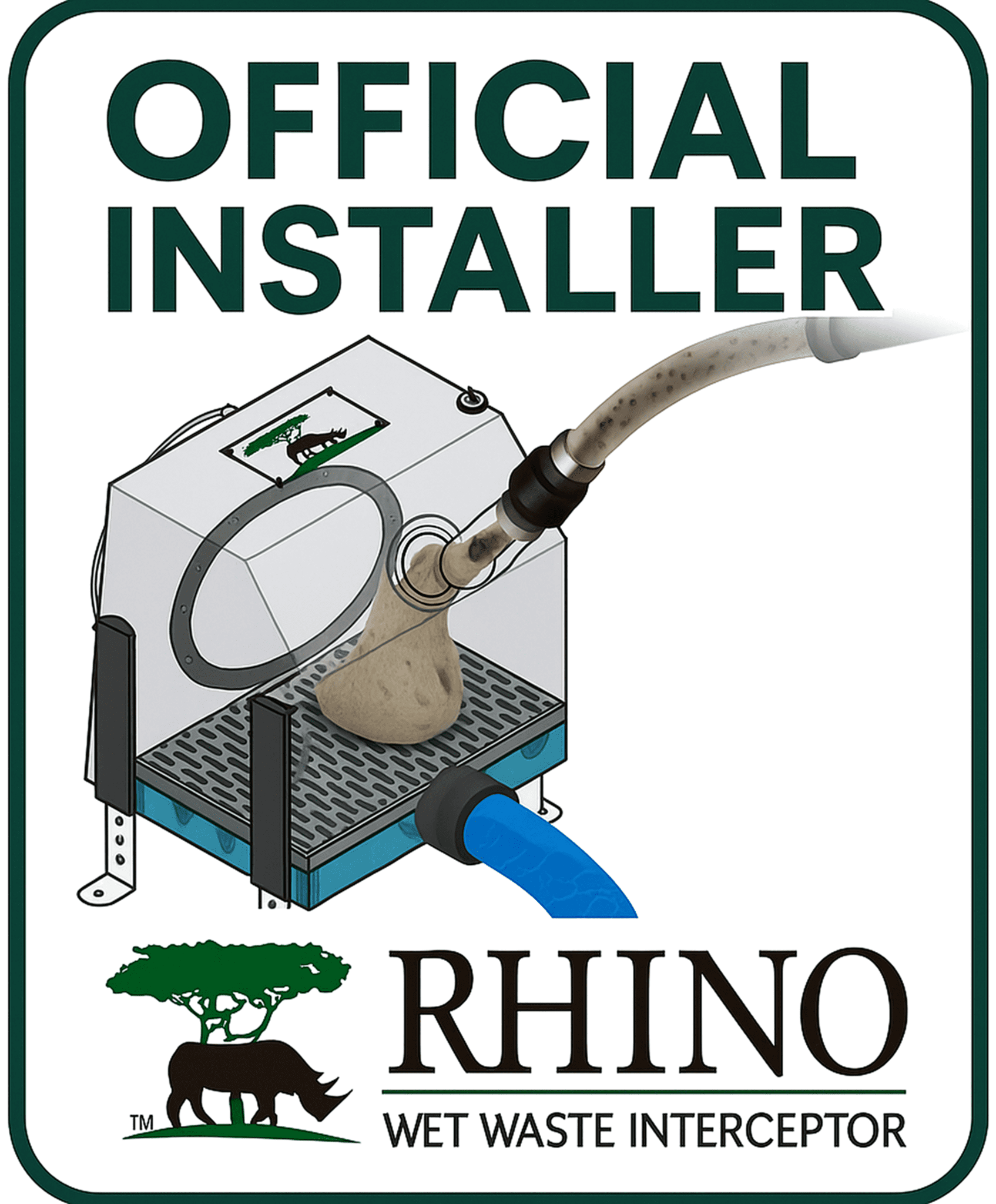 Official Rhino installer with a hose attachment.